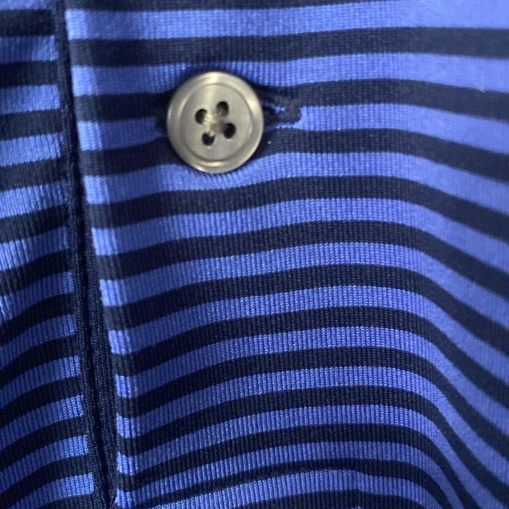 ⛳️ Greyson Men’s Navy Blue Stripped Golf Polo - L 🏌️♂️ - Picture 3 of 10